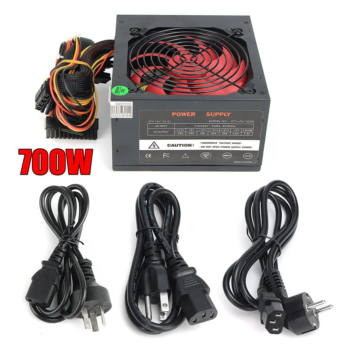 Блок питания для игрового ПК MAX 700 Вт PCI SATA 110 в 230 ATX 12 В 24Pin/Molex/Sata см вентилятор