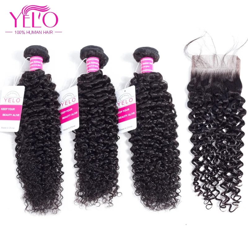 YELO волосы индийские Weave 100% человеческие странный вьющиеся 2 3 Связки с