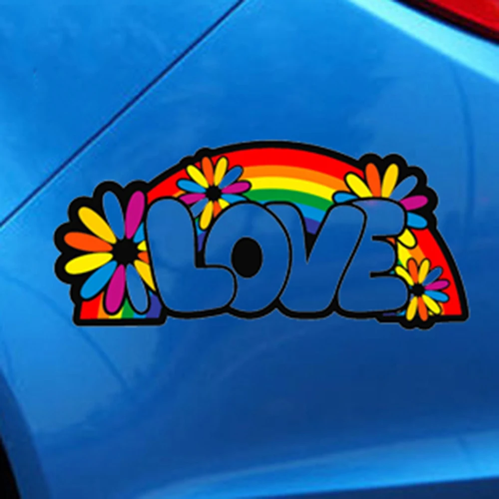 Любовь Радуга Хиппи цветок девушка виниловая наклейка автомобильный Бампер