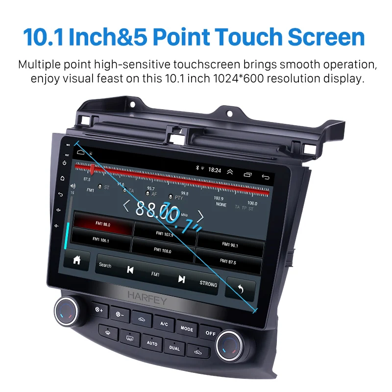 Автомобильная магнитола Harfey сенсорный экран 10 1 дюйма Android 8 HD 1024*600 GPS навигация