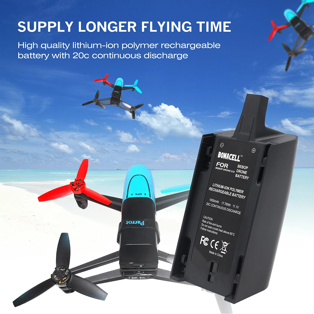 11 1 V 1600mAh для Parrot Bebop Drone 3 0 Вертолет Замена батареи Улучшенная литий полимерная