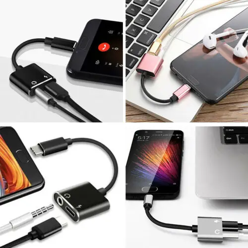 Адаптер для зарядки и наушников 2 в 1 Type C на 3 5 мм разъем Aux аудио USB кабель|Адаптеры