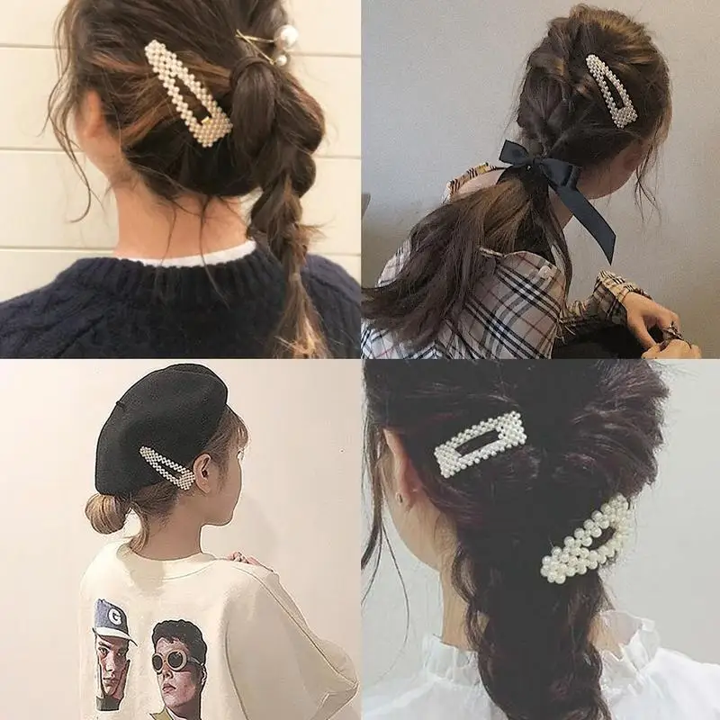 Романтическая имитация жемчуга BB заколка Утконос для волос японская девушка