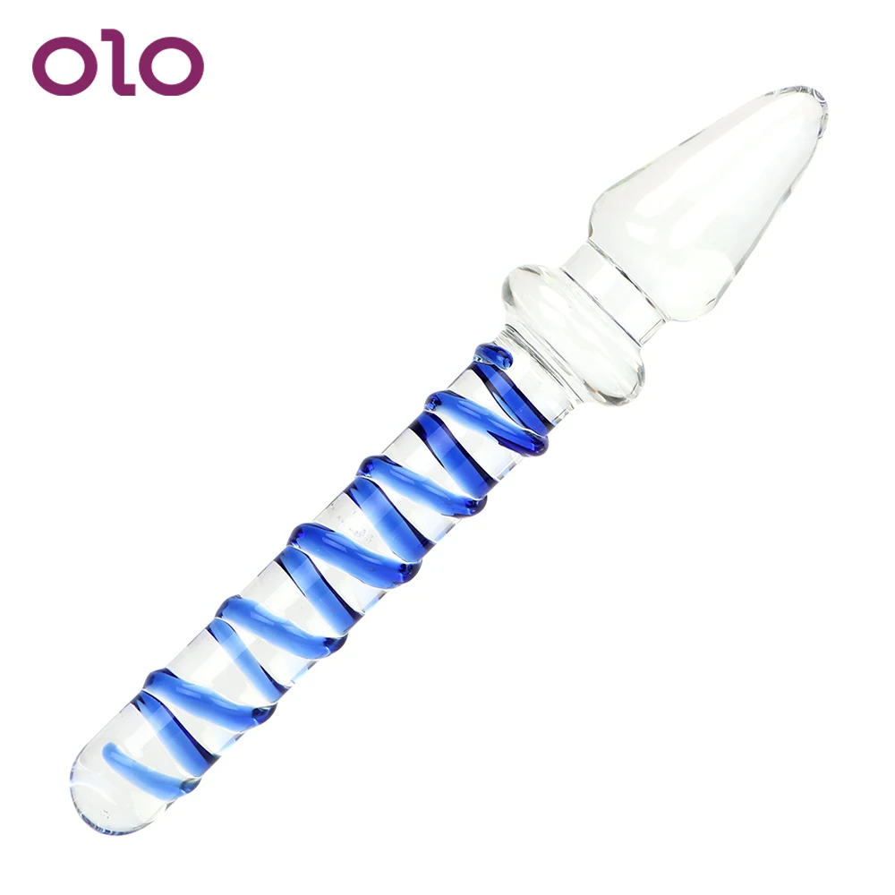 Двухсторонний фаллоимитатор OLO из хрустального стекла искусственный пенис