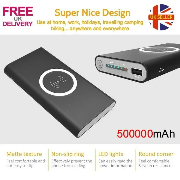 Qi Беспроводное зарядное устройство power Bank 10000 мАч для мобильных телефонов iPhone samsung
