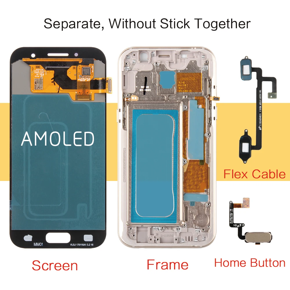 AMOLED A320F ЖК дисплей для Samsung A3 2017 сенсорный экран дигитайзер сенсорная рамка Galaxy A320