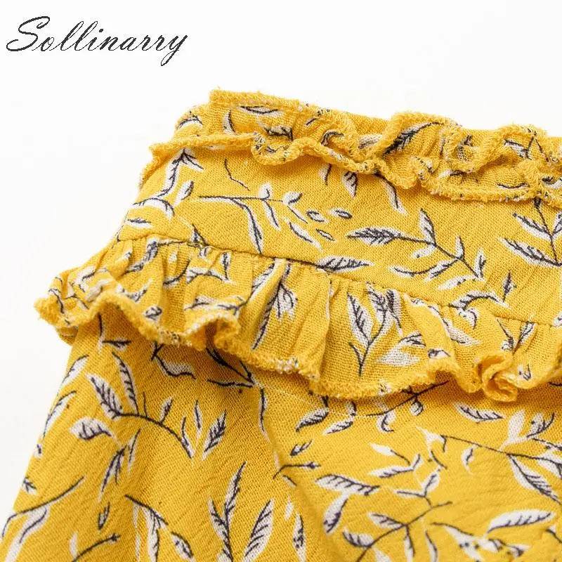 Sollinarry Пляжное длинное платье на шнуровке летнее женское 2019 с оборками высокая