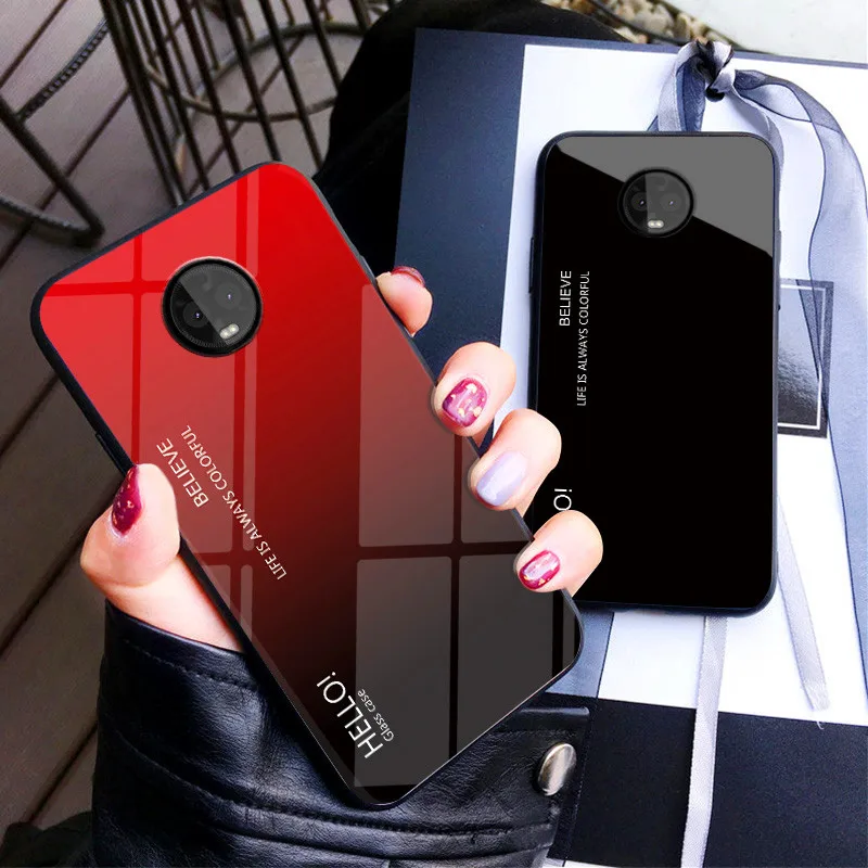 Чехол для Moto G6 XT1925 XT1926 градиентная закаленная стеклянная задняя крышка Aurora Motorola