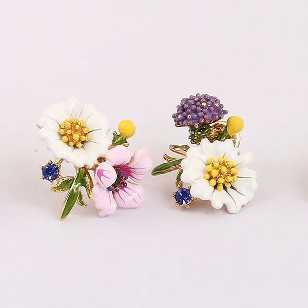 Милые глянцевые висячие серьги с цветами серебро 925 пробы Женские Подвески