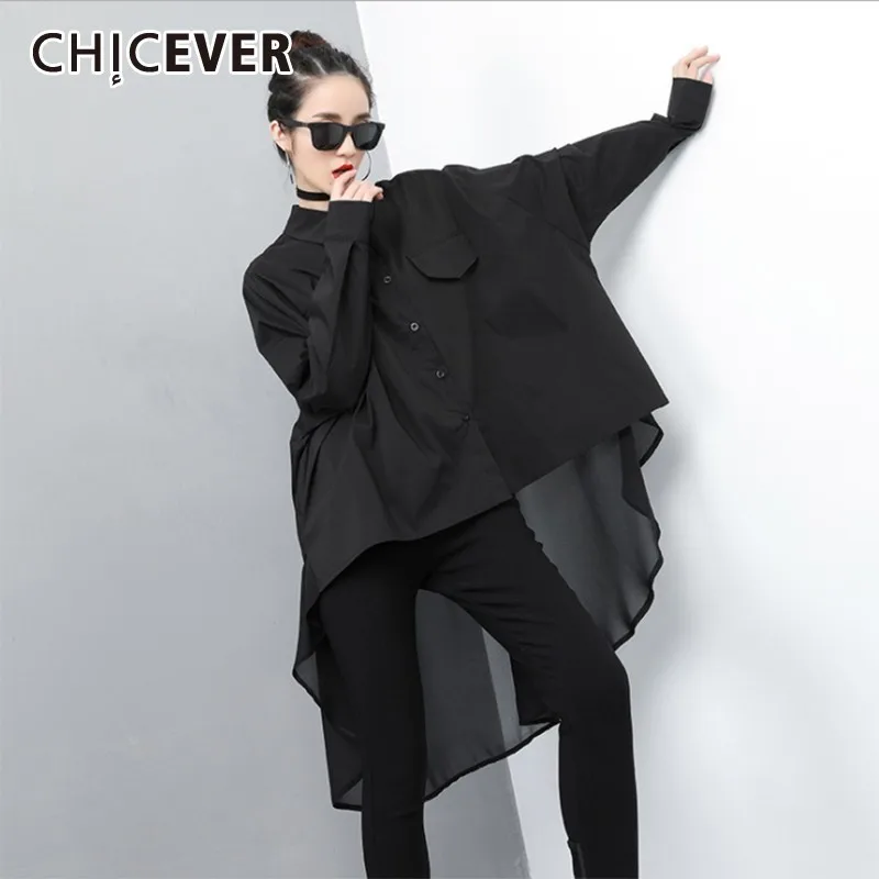 CHICEVER Весна Сладкий Persective шифон для женщин нерегулярная рубашка с квадратным