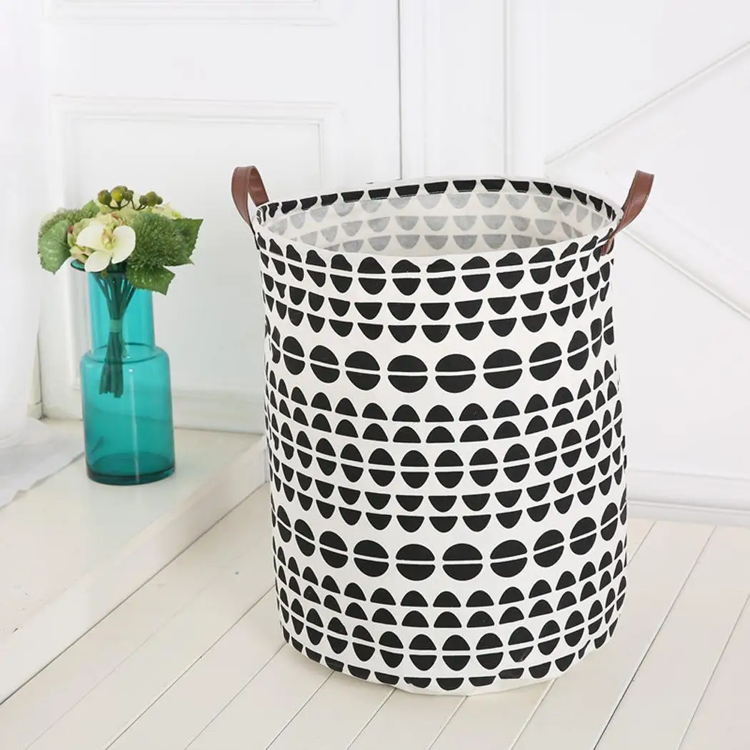 Basket Blanket Storage Toy Laundry Geometric Large Home Clothing with Toys None Tubular Handle Bag Canvas Kids | Дом и сад