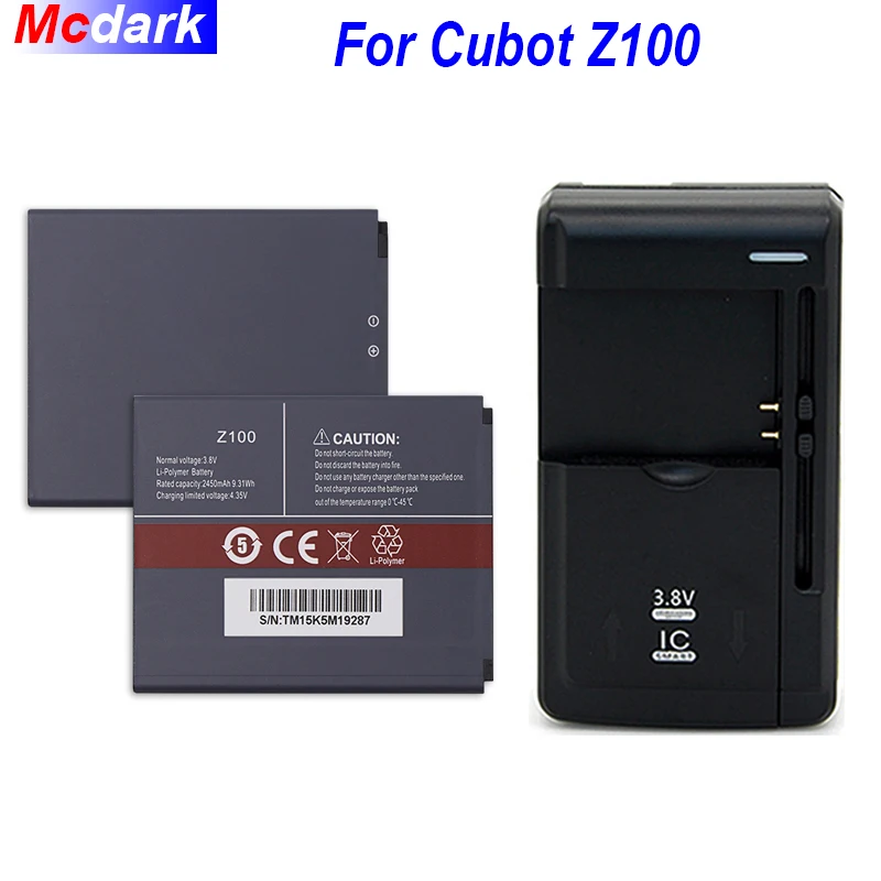 Партия = 1 шт. + зарядное устройство 2450 мАч аккумулятор для Cubot Z100 стандартная