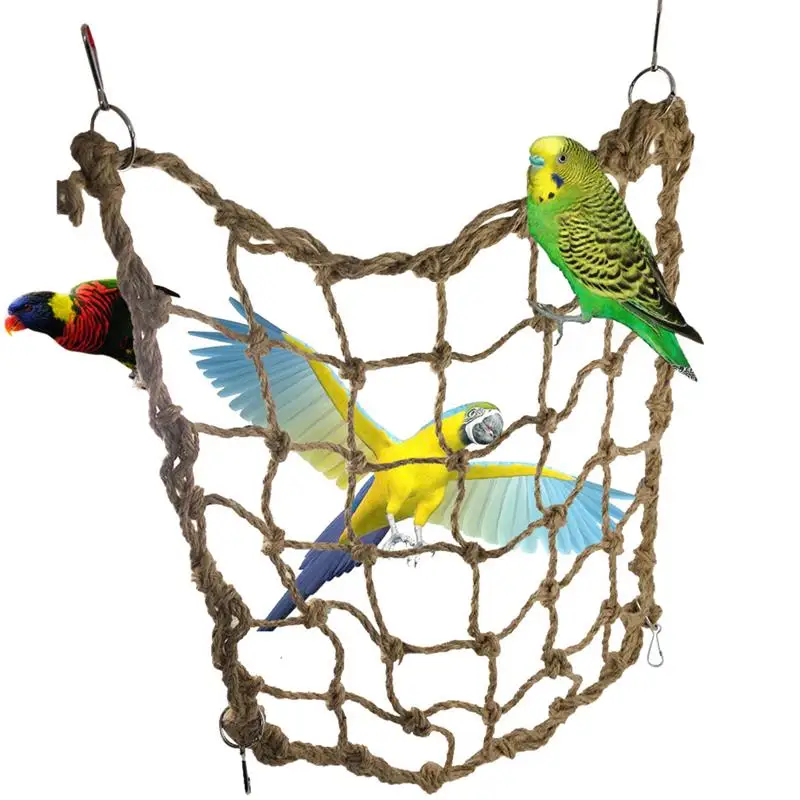 

Bird Toy Flax Rope Climbing Net Cage Hanging Toy with Hooks for Birds Climbing