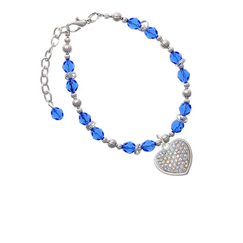 Silvertone большой округлые Ясно AB октант кристалл сердце Королевский браслет с
