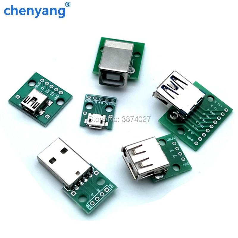 6 шт. USB в DIP адаптер конвертер для 2 54 мм печатной платы 0 3 01 02 03 05 источник питания