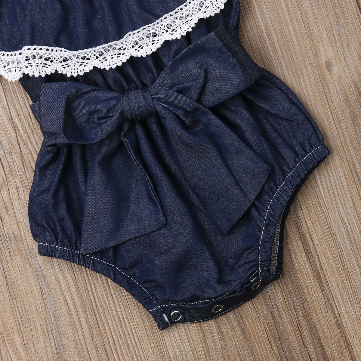 Милые летние боди для новорожденных и маленьких девочек голубой джинсовый