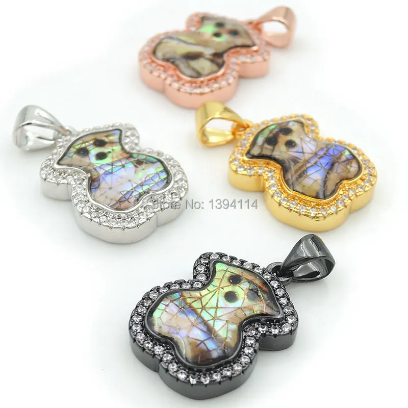 18*13*3 мм Micro Pave Clear CZ Gridding Abalone Shell Bear Charms подходит для изготовления ожерелья