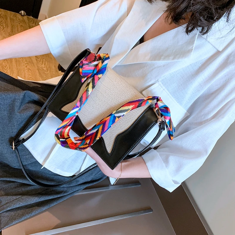 

Women Leather Lady Ribbons Shoulder Tote Messenger Bags Purse Crocodile Pattern Handbag