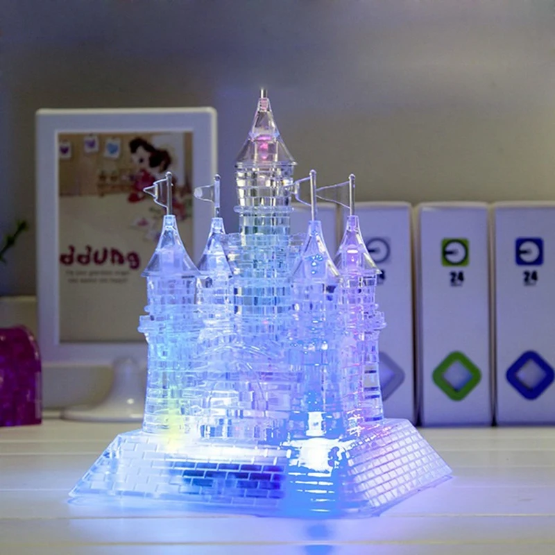 3D Сборка хрустальный замок пазл Музыкальная головоломка с красивым светильник