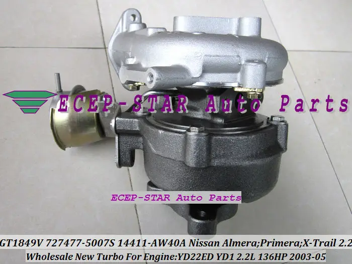 GT1849V 727477 727477-5006S 727477-5007S 14411-AW40A Turbo Turbocharger For NISSAN X-Trail DI Almera Primera DCI YD22ED YD1 2.2L |