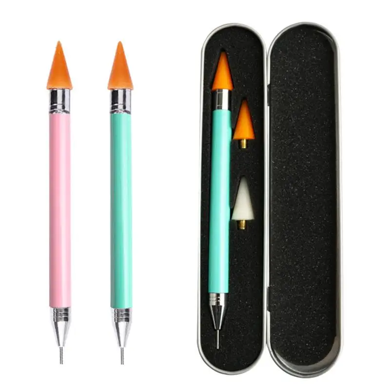 1pcs Wax Dotting Pen Dual-ended Pencils Rhinestone Picker Nail Tools Steel Handle Random Color Art |