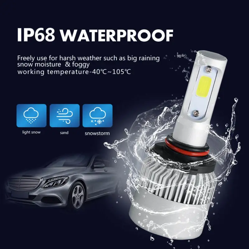 Комплект светодиодных фар дальнего света 9005 HB3 6000K 2018 1800W 270000LM|Передние LED-фары для