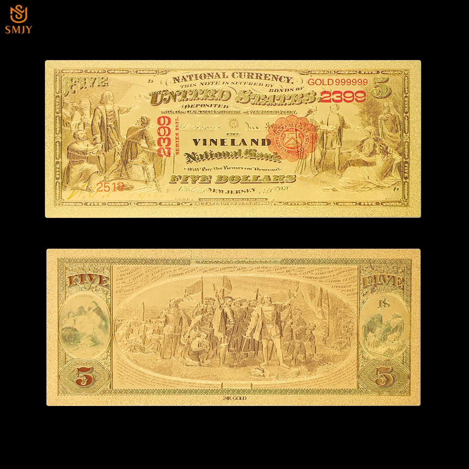 7 шт./лот 1875 доллар США золотая бумага для банкнот 1.5.10.20.50.100.1000 банкноты коллекция