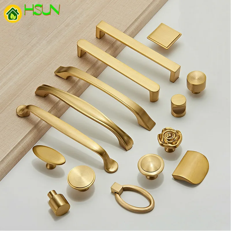 

1 pc Various styles Solid Brass Cabinet Knobs and Handles Drawer Furnitures Cupboard Wardrobe golden Knobs