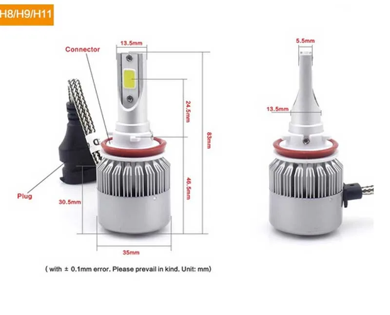 KUNFINE 12 В/24 В Автомобильные светодиодные лампы Фар H4 H7 9003 HB2 H11 LED H1 H3 H8 H9 880 9005 9006 H13 9004