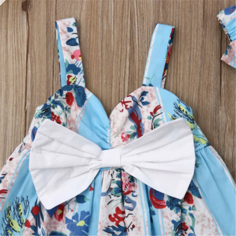 Летняя одежда для новорожденных девочек платье на бретельках праздничное с