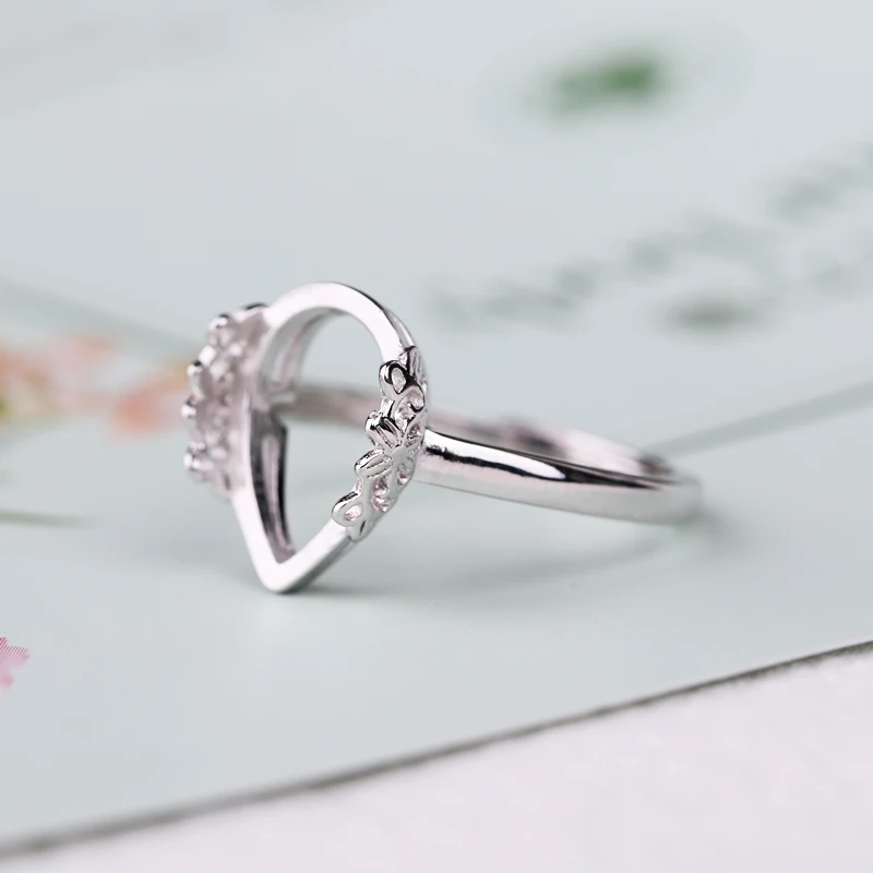925 Стерлинговое серебро обручальное свадебное полукрепление ring10x14мм груша