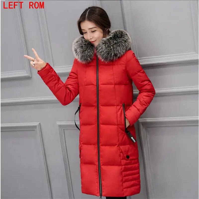 

2017 новая Корейская версия толстой моды тонкий вниз большой меховой воротник пальто женщин в длинном разделе женщин вниз куртка