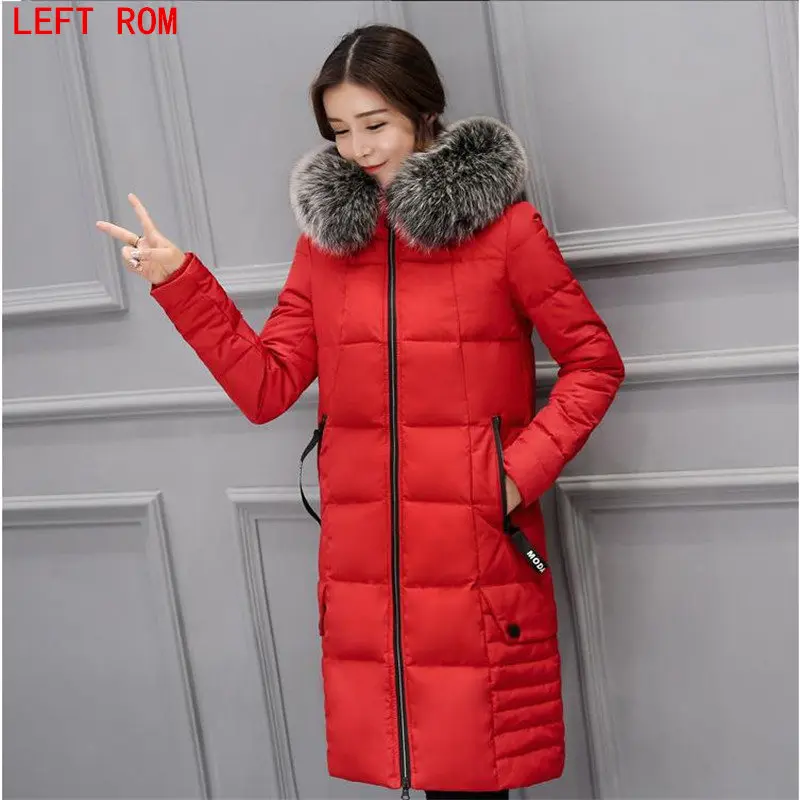 2017 New Korean Version of the Thick Fashion Slim Down Big Fur Collar Coats Women in Long Section Women's down Jacket | Женская