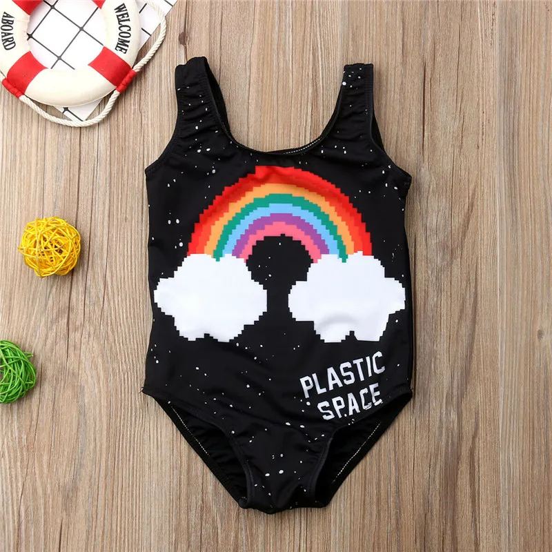 Летний купальник бикини для маленьких девочек пляжный купальный костюм черный