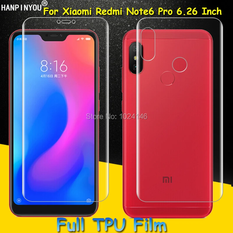 Front / Back Full Coverage Clear Soft TPU Film Screen Protector For Xiaomi Redmi Note 6 Pro 6pro 6.26&quot (Not Tempered Glass) | Мобильные