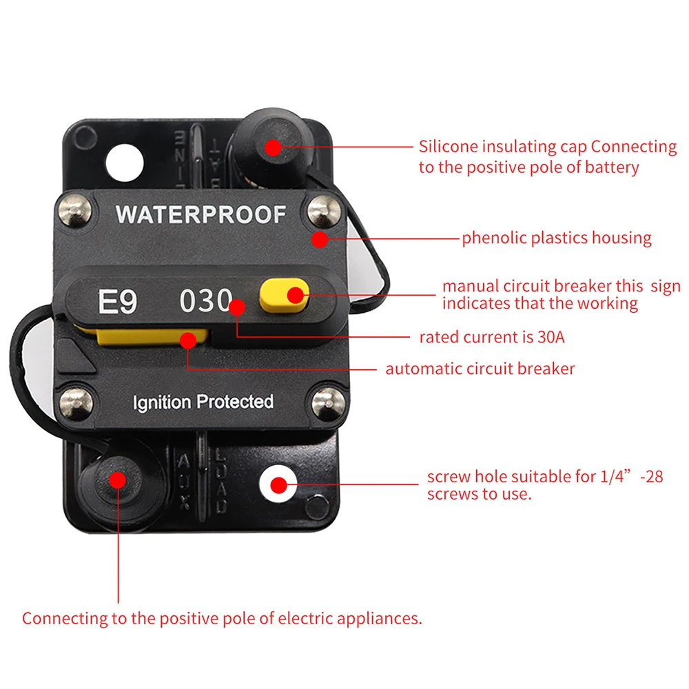 Автоматический выключатель 30 А двойной аккумулятор ручной сброс IP67