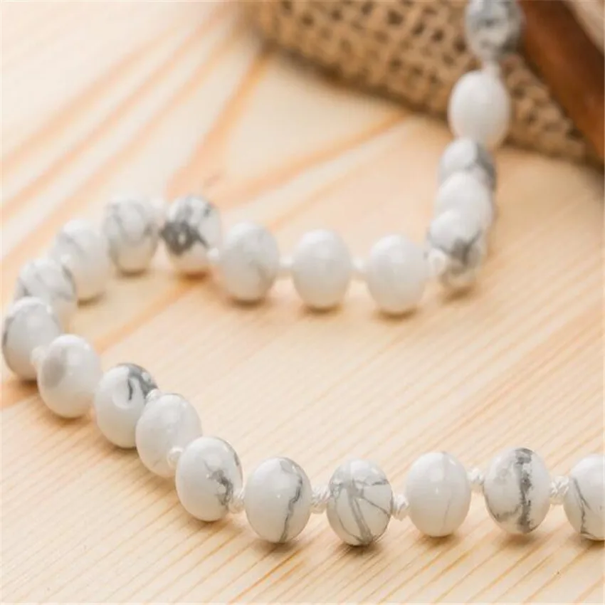 8 мм Howlite белое ожерелье браслет mala MONK new pray Tibet Серебряная цепочка венок манжета