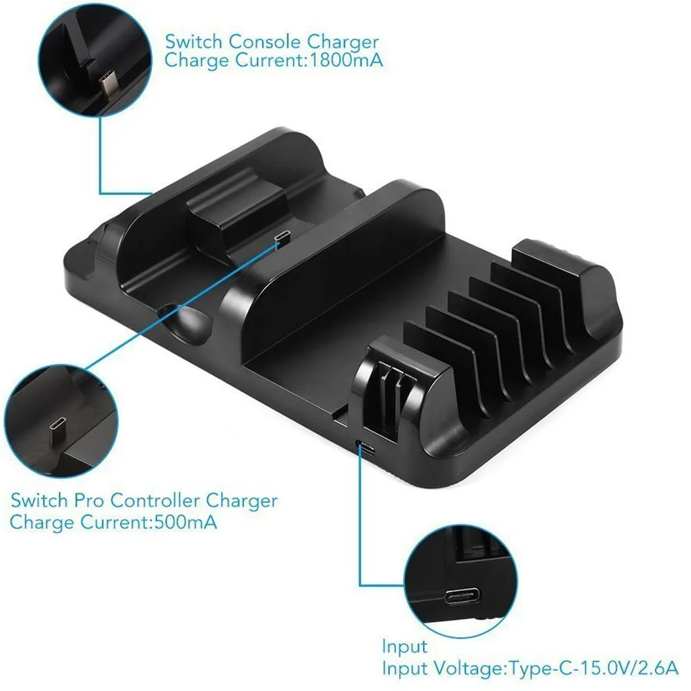 Ipega Multi-Function Charging Dock Game Console Charge Stand Base Charger With 6 Card Boxes Storage For Nintend Switch Pr | Электроника