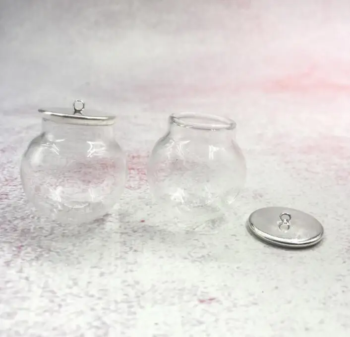 50pcs/lot 30x20mm hollow glass globe with setting base set orb vials pendant bottle jars jewelry necklace | Дом и сад