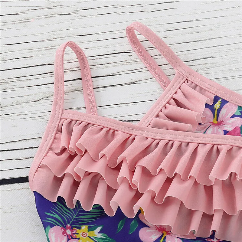 Летняя одежда для маленьких девочек купальный костюм с цветочным рисунком