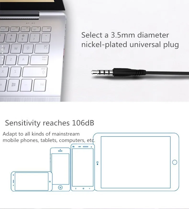 Универсальные мини наушники вкладыши для IPhone Xiaomi проводные Игровые с микрофоном