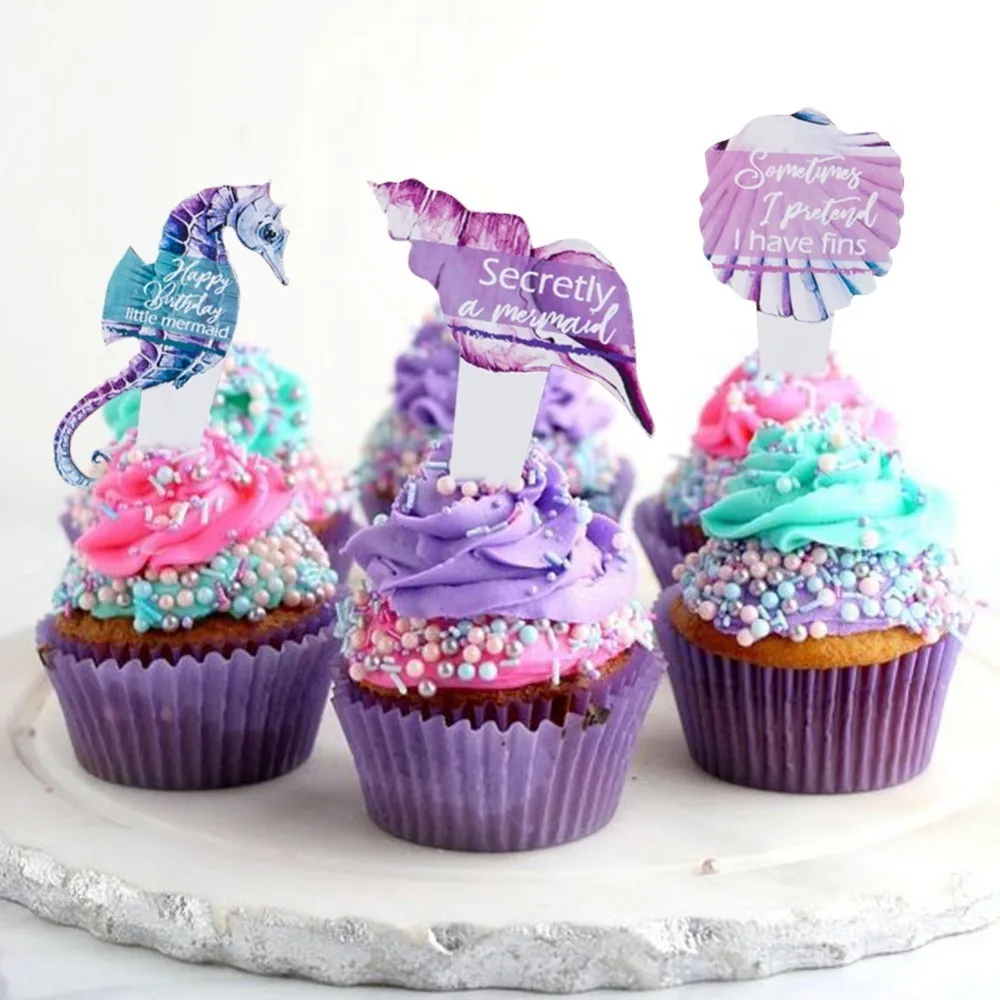 

8pc/set Mermaid Party Decorations Mermaid Theme Cake Cupcake Toppers For Girls Birthday Party Decor Mermaid Birthday Supplies