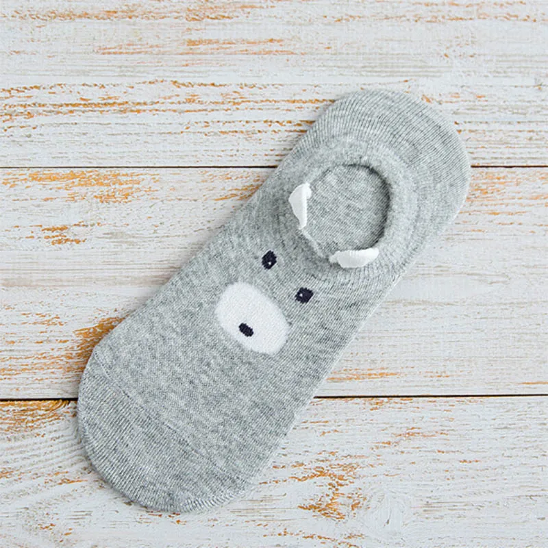 Cute Animal Print Sock Slippers Women Kawaii Cotton Short Invisible Socks Female Cartoon Funny Fashion Calcetines L0115 | Женская одежда