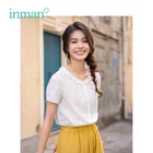 INMAN Летняя женская рубашка в стиле ретро с круглым вырезом и коротким рукавом