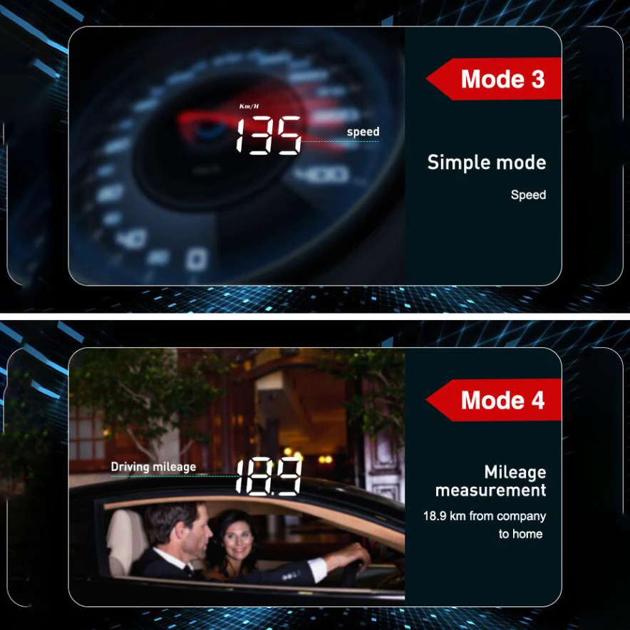 3.5inch Universal Car Head Up Display Hud Obd Ii Obd2 Mph/ Km/H Speeding Warning Digital Speedometer Fuel Consumption | Автомобили и