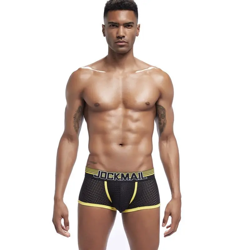 10 шт./лот JOCKMAIL Мужское нижнее белье сетка Qucik сухие сексуальные боксеры для мужчин