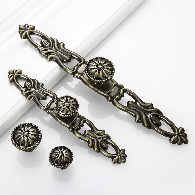 2 pcs Vintage Door Handles Antique Knobs and for Kitchen Cabinets Cupboard Closet Handle Furniture Hardware | Обустройство дома