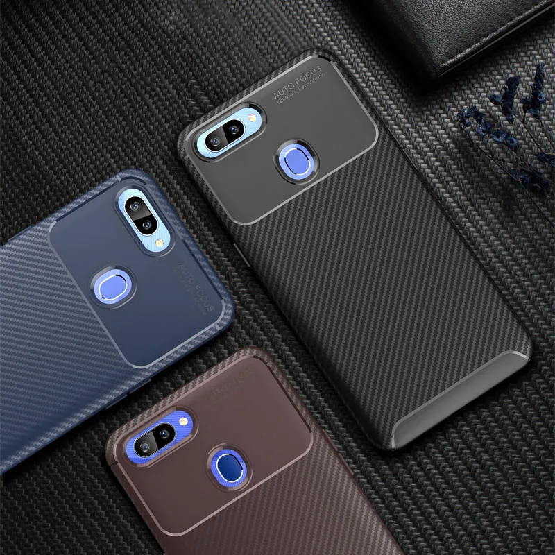 Чехол Oppo Real Me 2 R17 Plus матовый из углеродного волокна ТПУ для AX7 R15 Pro A5 A3S Силиконовый