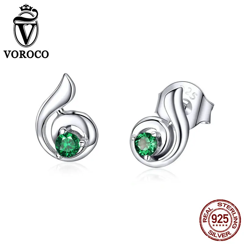 Серьги VOROCO из серебра 925 пробы с зеленой танцующей мелодией для женщин Свадебная