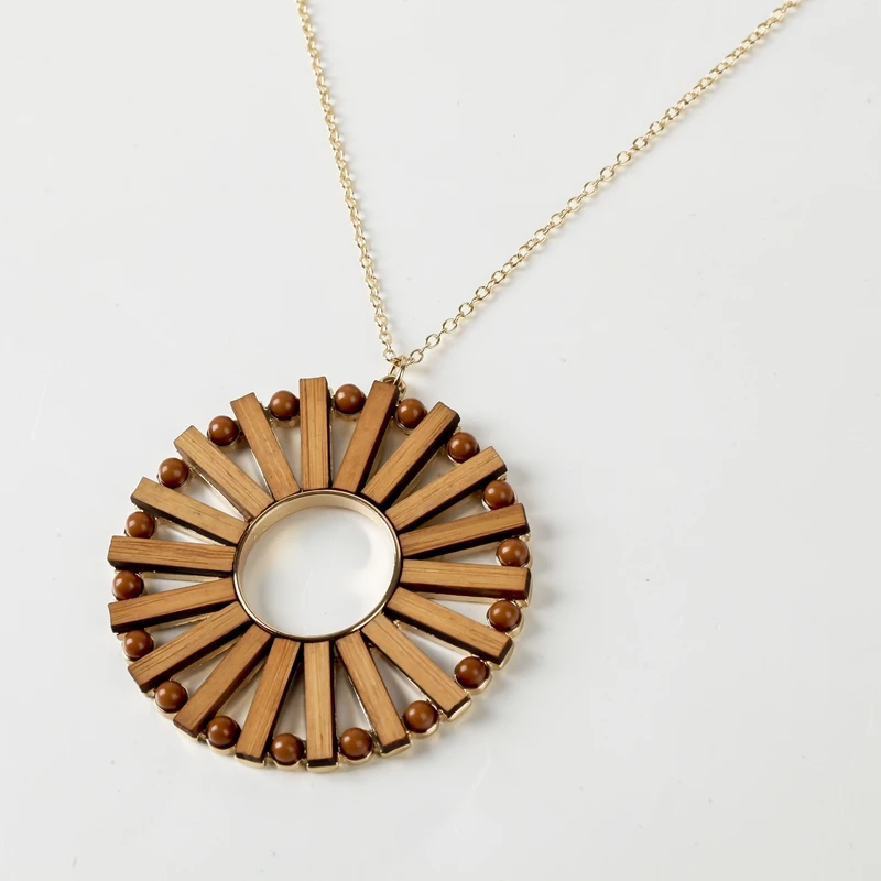 AL-ER30330/TRACYSGER/Bamboo hollow geometric circular necklace | Necklace